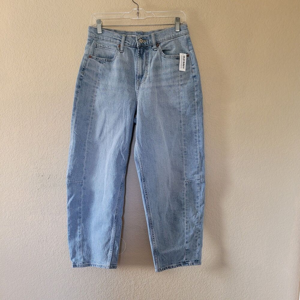 Old Navy Womens High Rise Barrel Baggy Crop Jeans Size 6 Blue Balloon Casual Nwt
